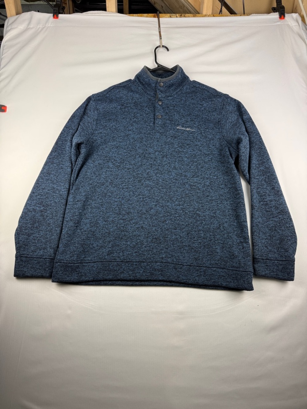 Eddie Bauer Blue & Black 1/4 Snap Pullover Fleece Men's XL
